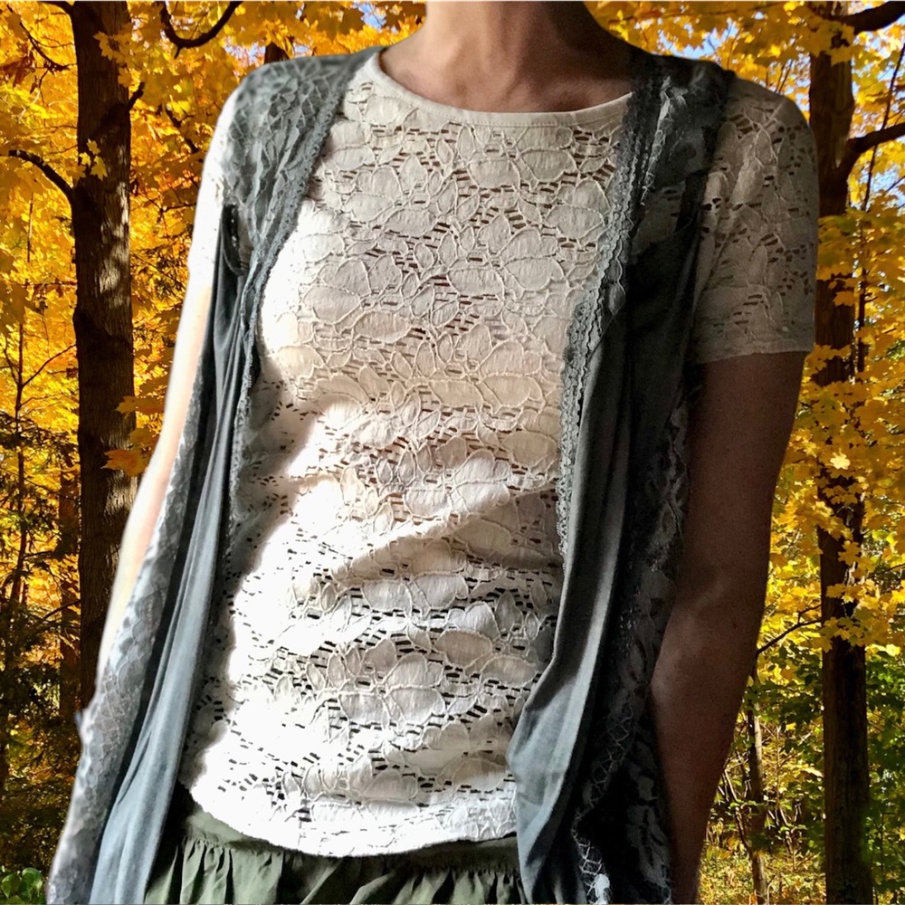 Loft Lace Fairy Grunge T-shirt, Size S